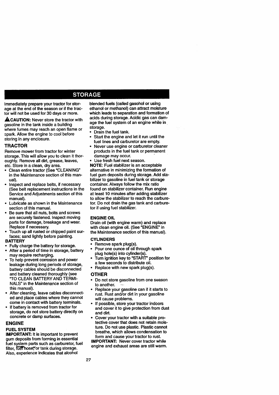 Storage | Craftsman 917.271110 User Manual | Page 27 / 60