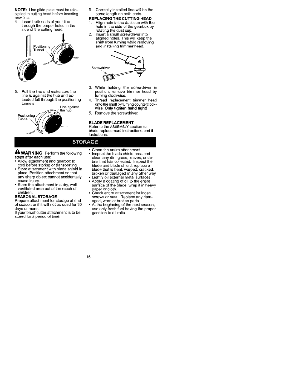 Storage | Craftsman 358.792442 User Manual | Page 15 / 15