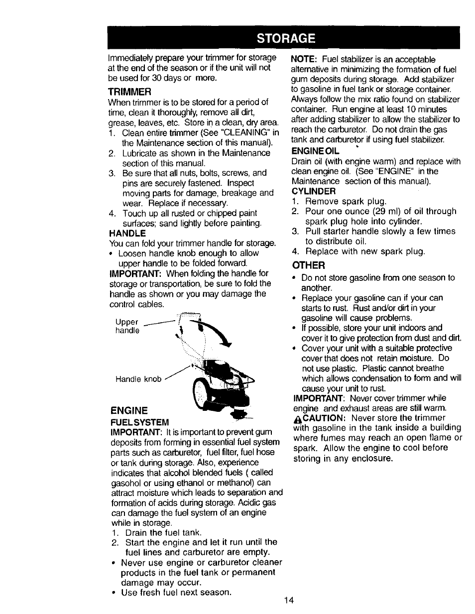 Trimmer, Other, Storage | Craftsman 917.773420 User Manual | Page 14 / 26