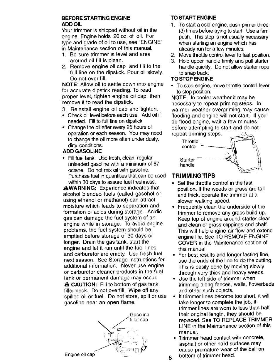 Trimming tips | Craftsman 917.773420 User Manual | Page 8 / 26