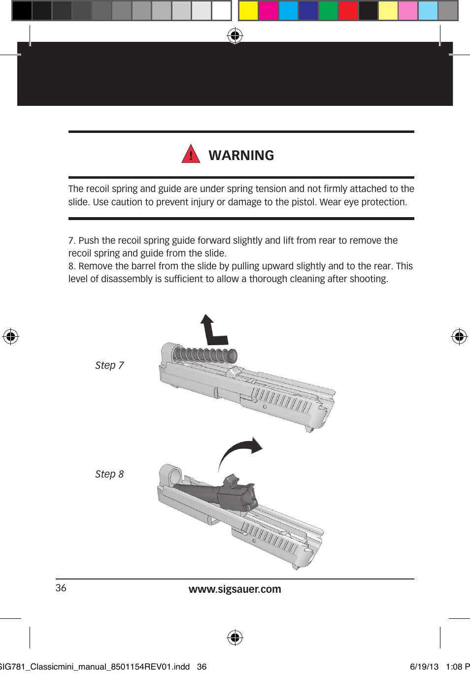 Warning | SIG SAUER P229 User Manual | Page 36 / 88