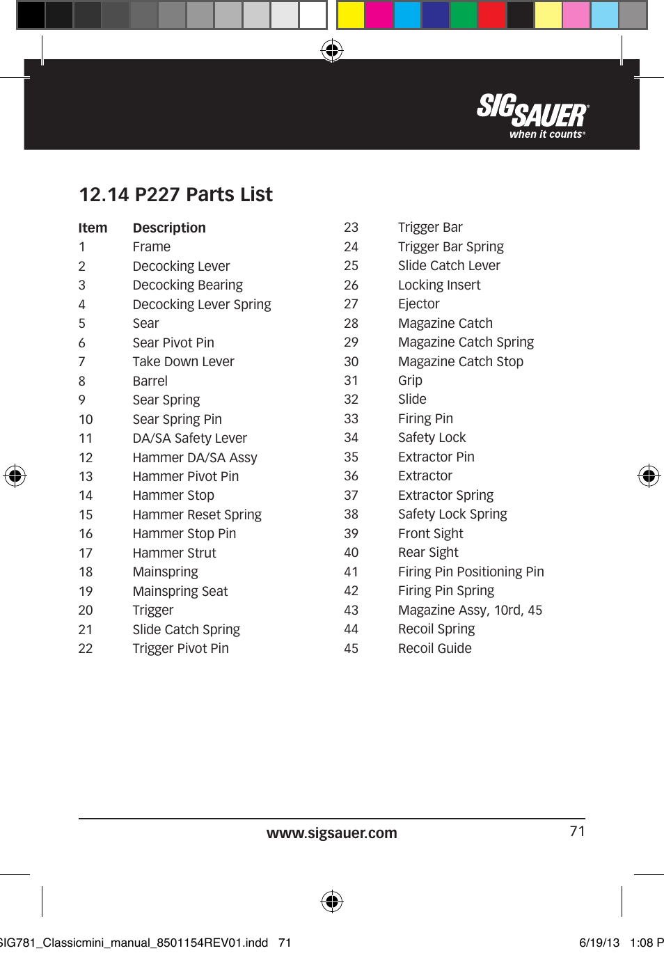 SIG SAUER P229 User Manual | Page 71 / 88