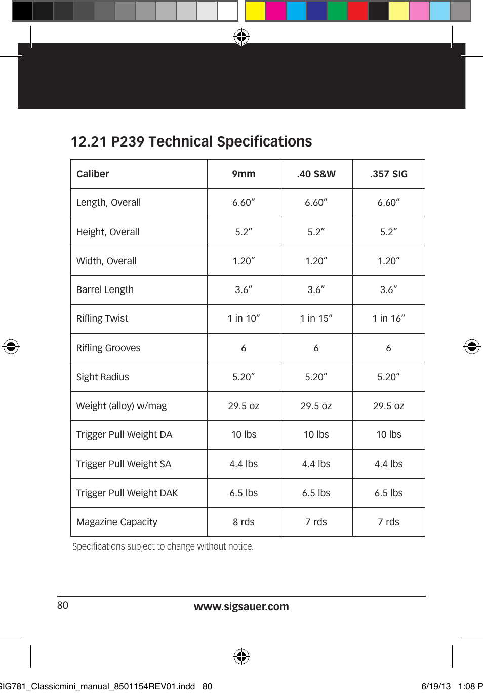 SIG SAUER P229 User Manual | Page 80 / 88