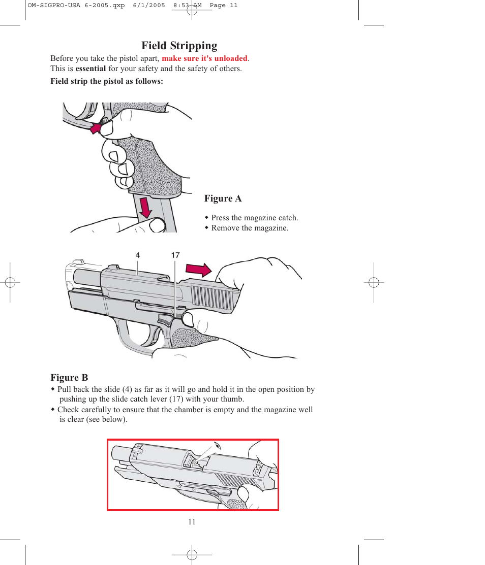 Field stripping | SIG SAUER SP2009 User Manual | Page 11 / 24