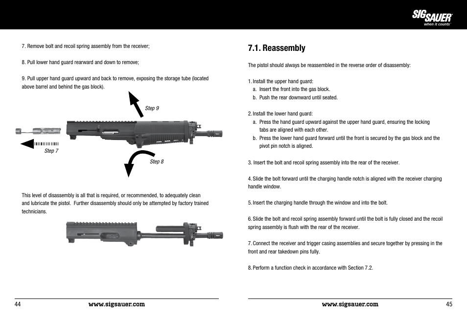 Reassembly | SIG SAUER P522 Pistol User Manual | Page 23 / 31