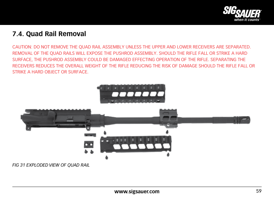 Quad rail removal | SIG SAUER SIG516 Rifle User Manual | Page 59 / 96