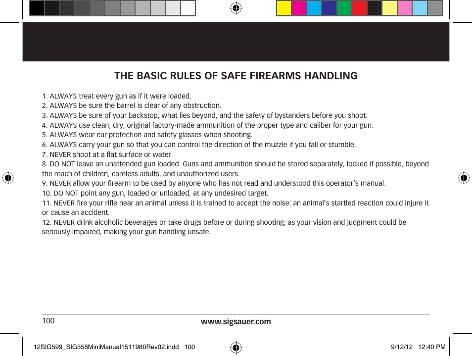 The basic rules of safe firearms handling | SIG SAUER SIG556 User Manual | Page 100 / 104