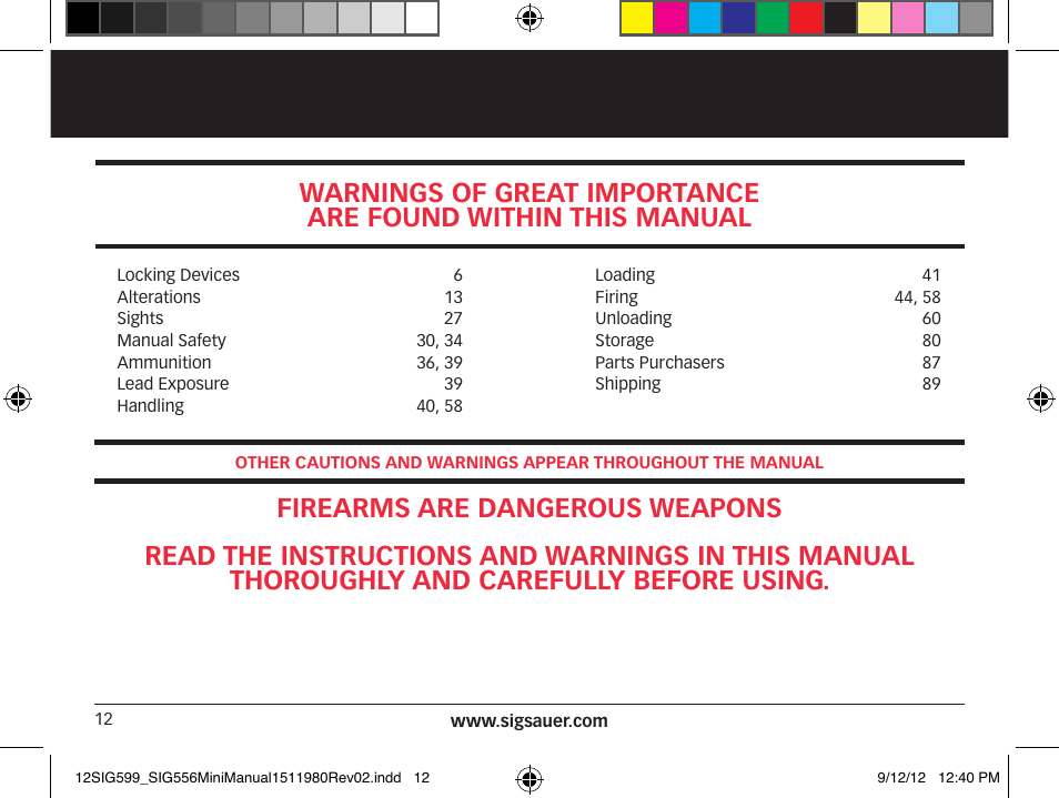 SIG SAUER SIG556 User Manual | Page 12 / 104