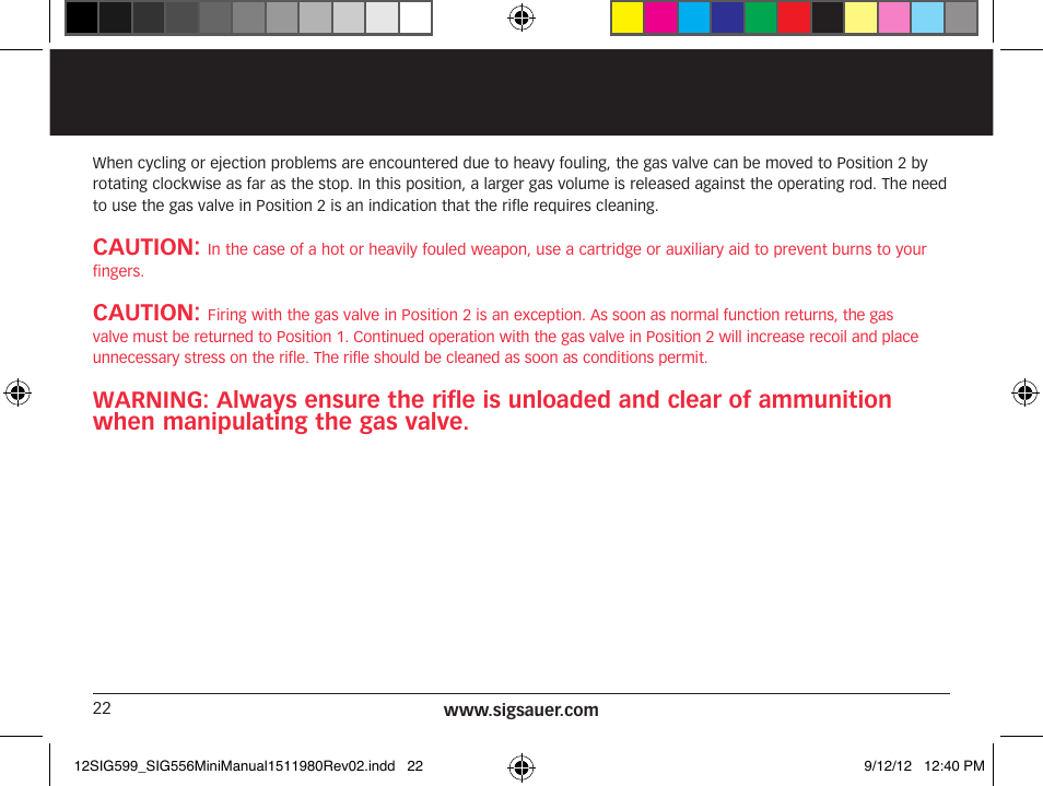 Caution | SIG SAUER SIG556 User Manual | Page 22 / 104