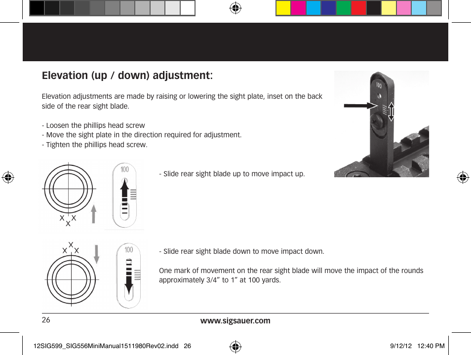 Elevation (up / down) adjustment | SIG SAUER SIG556 User Manual | Page 26 / 104