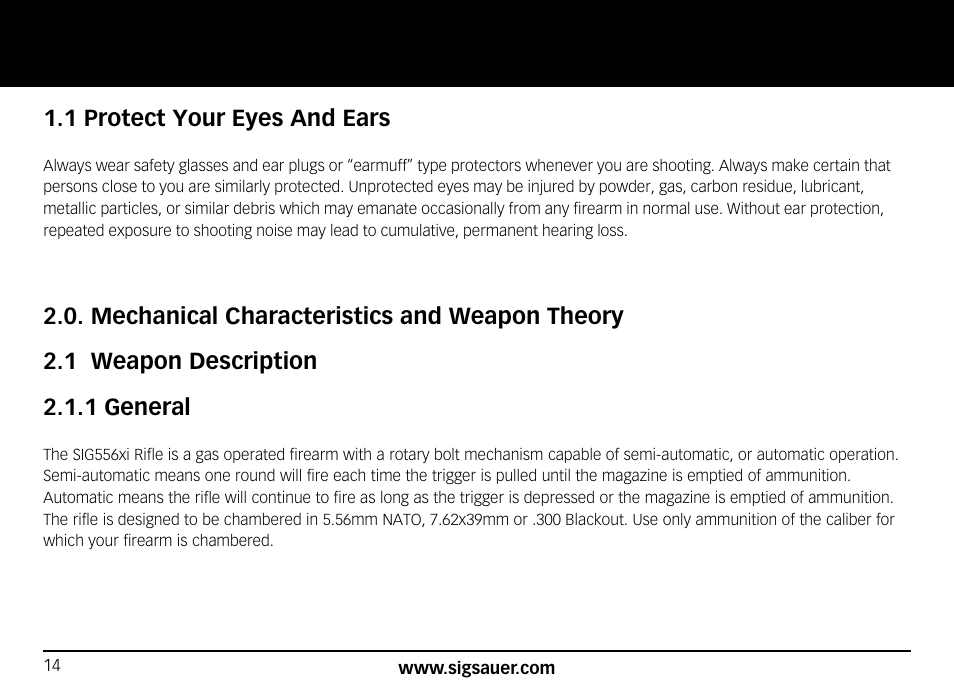 SIG SAUER SIG556xi User Manual | Page 14 / 84