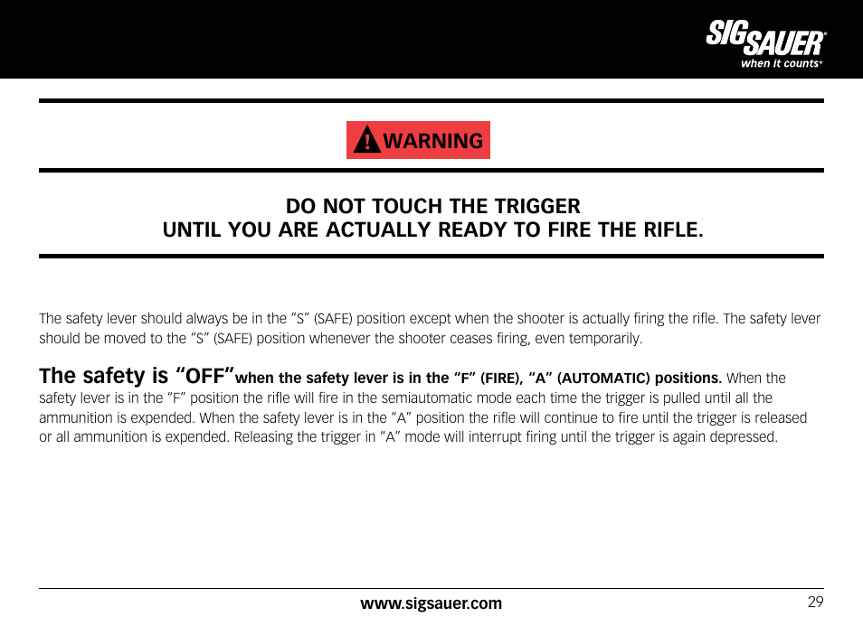 The safety is “off | SIG SAUER SIG556xi User Manual | Page 29 / 84