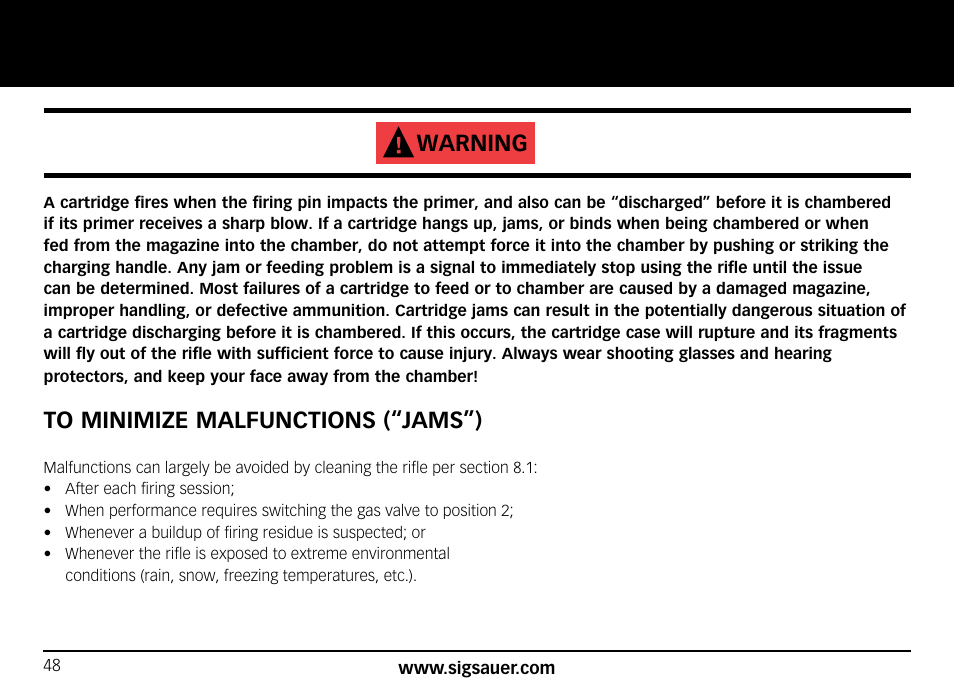 Warning | SIG SAUER SIG556xi User Manual | Page 48 / 84