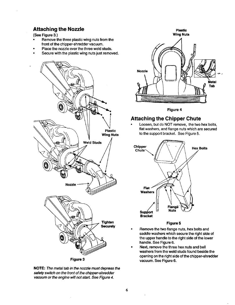 Attaching the nozzle, Attaching the chipper chute | Craftsman 247.77763 User Manual | Page 6 / 10