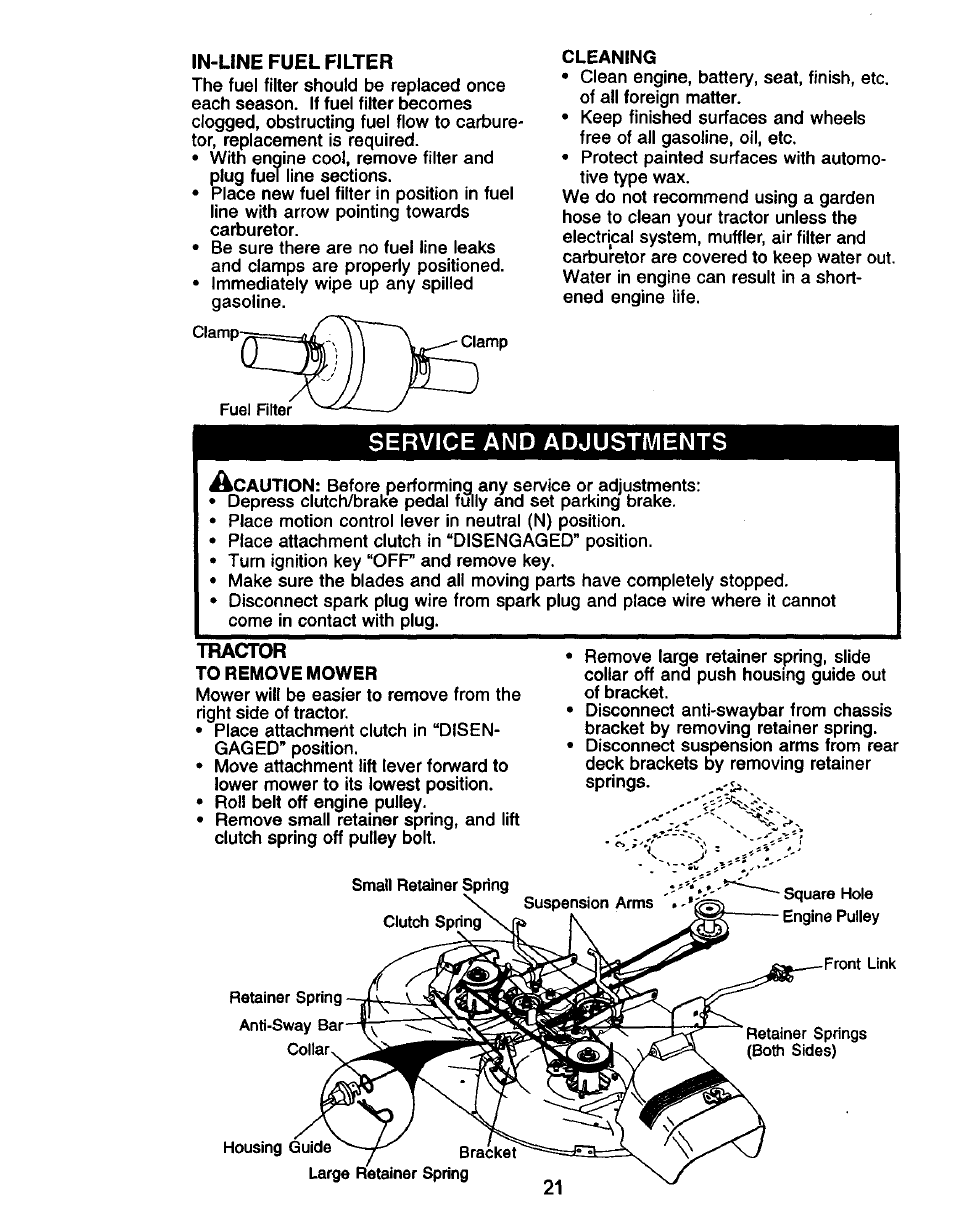 Service and adjustments | Craftsman 917.271061 User Manual | Page 21 / 60