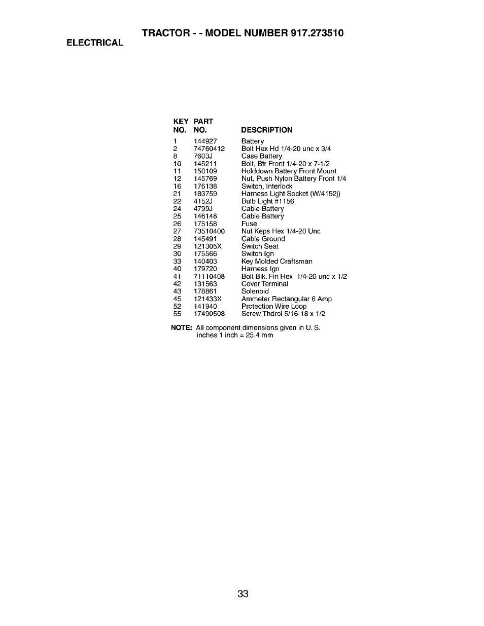 Electrical | Craftsman 917.273510 User Manual | Page 33 / 56