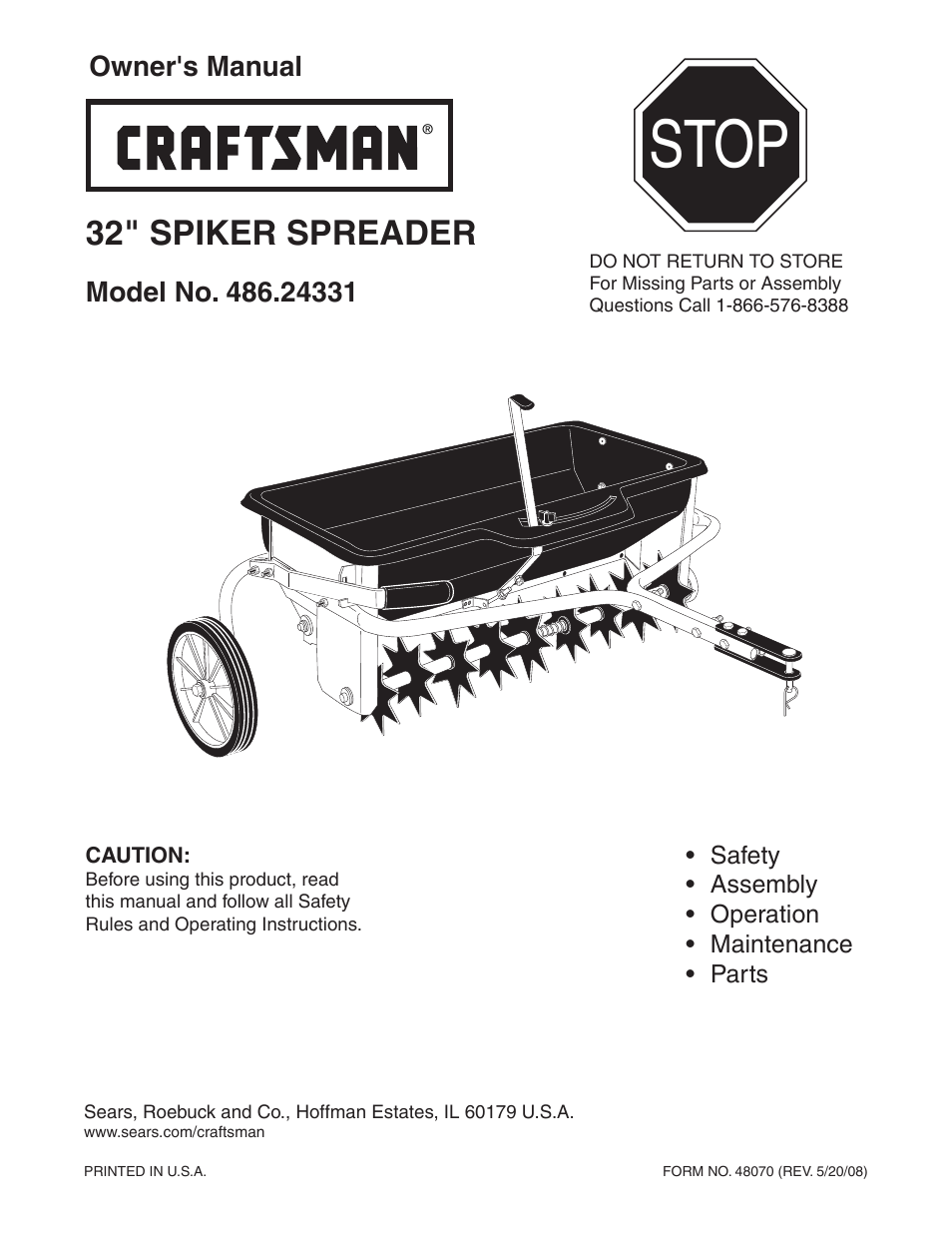 Craftsman SPIKER 486.24331 User Manual | 16 pages