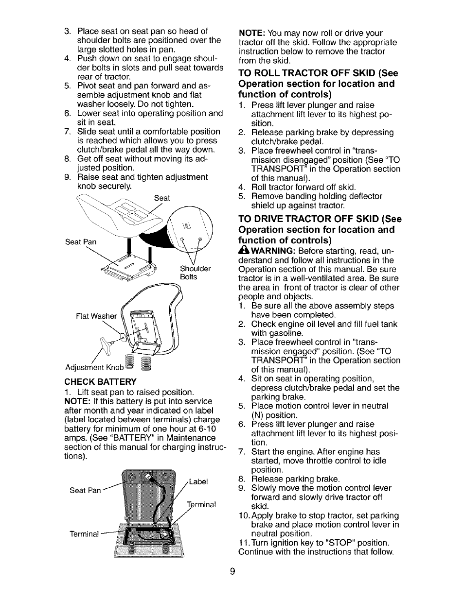 Check battery | Craftsman 917.27316 User Manual | Page 9 / 60