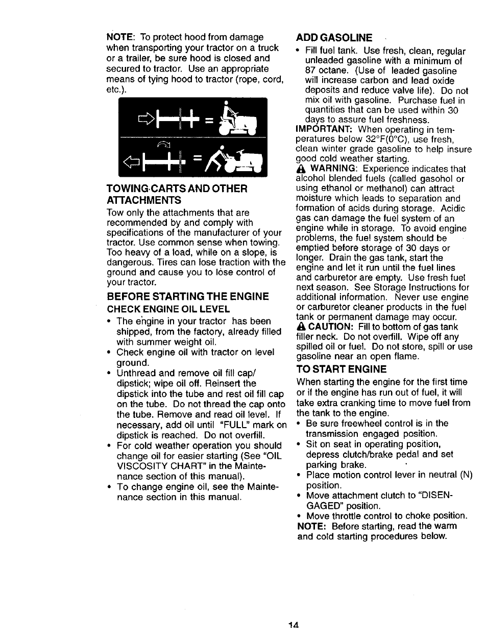 Check engine oil level | Craftsman 917.271142 User Manual | Page 14 / 60