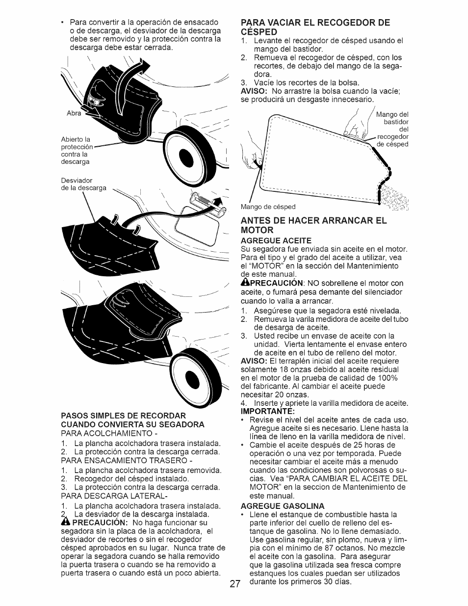 Agregue aceite | Craftsman 917.374160 User Manual | Page 27 / 48