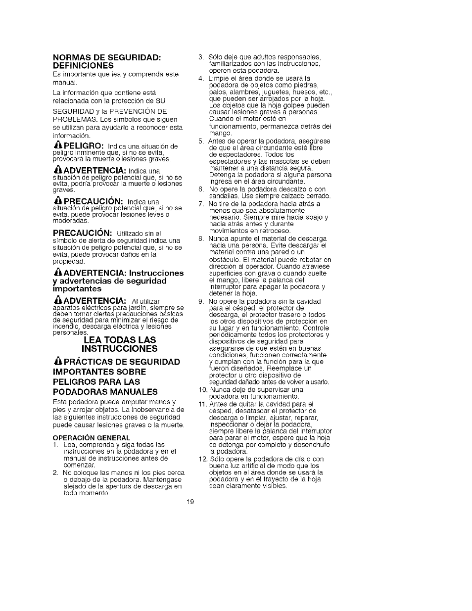 Lea todas las instrucciones | Craftsman 900.370511 User Manual | Page 19 / 33