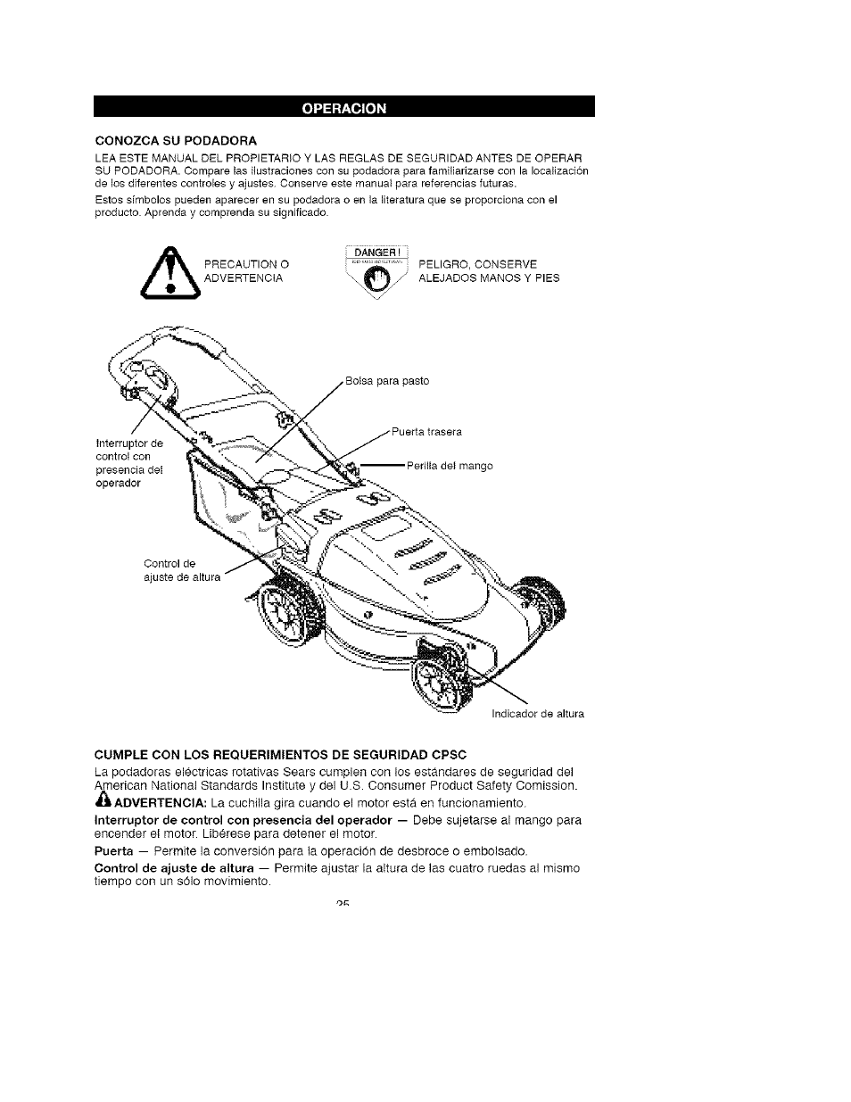 Operacion | Craftsman 900.370511 User Manual | Page 25 / 33