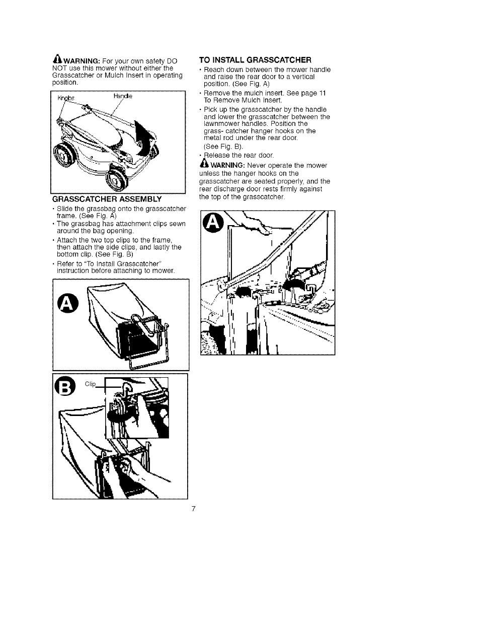 To install grasscatcher | Craftsman 900.370511 User Manual | Page 7 / 33