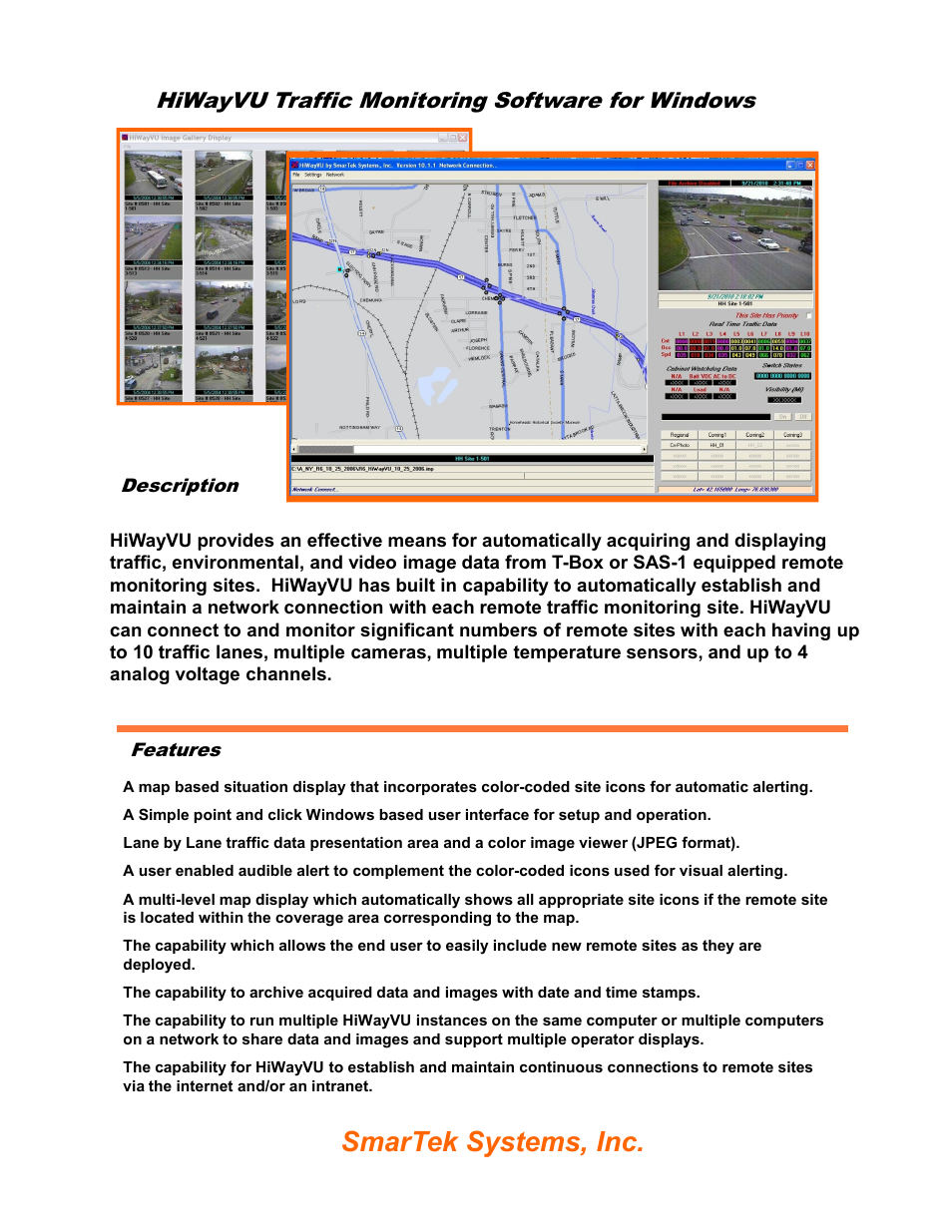 SmarTek Systems HiWayVU Features User Manual | 1 page