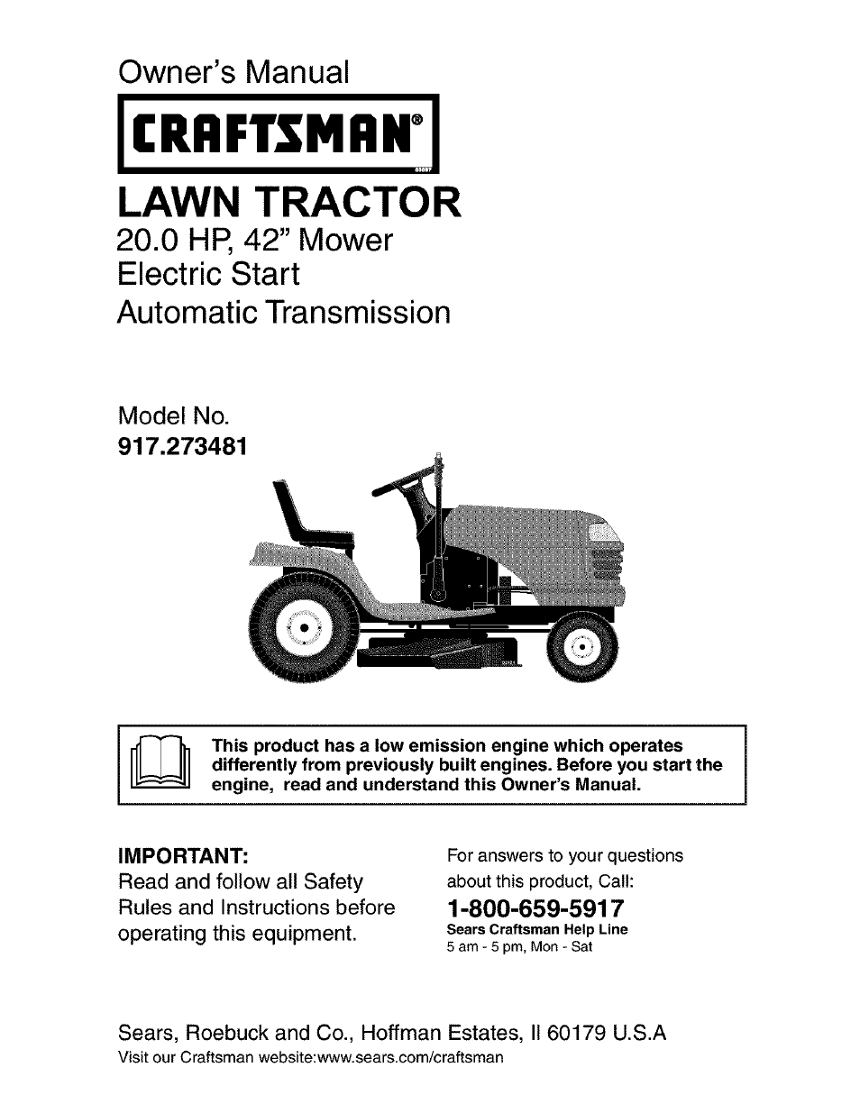 Craftsman 917.273481 User Manual | 60 pages