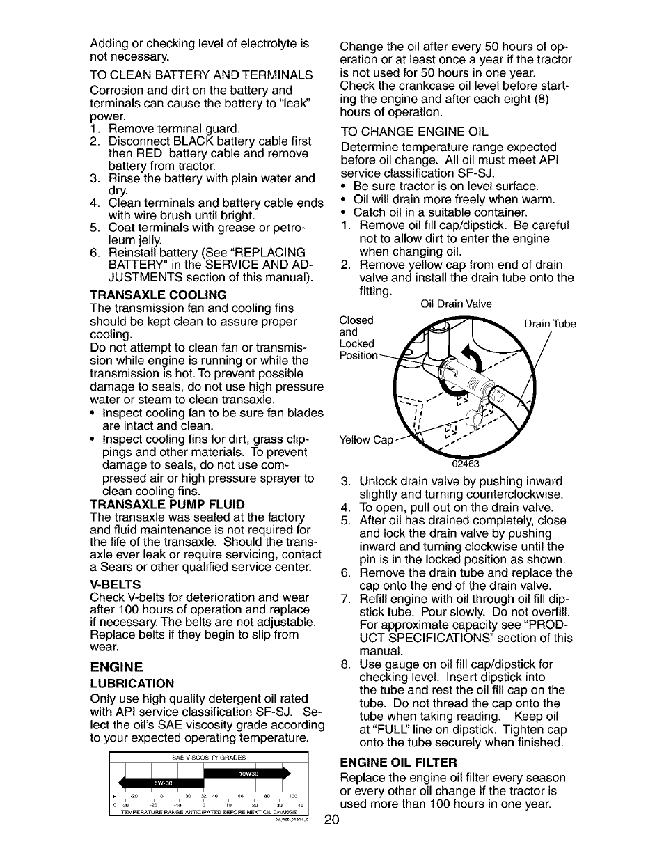 Transaxle cooling, V-belts, Lubrication | Engine oil filter | Craftsman 917.273481 User Manual | Page 20 / 60