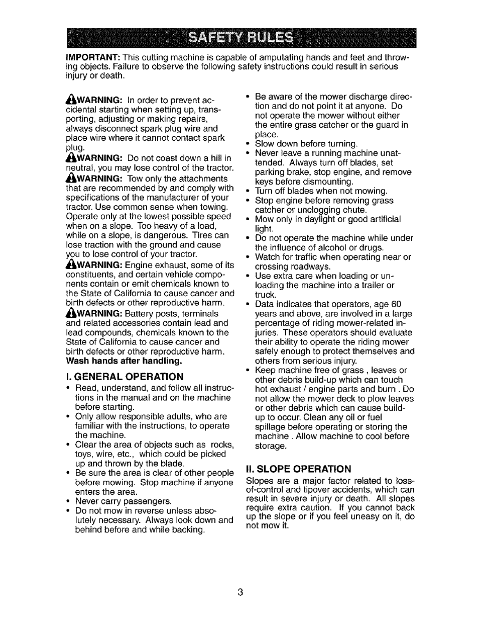 Ii. slope operation | Craftsman 917.273481 User Manual | Page 3 / 60