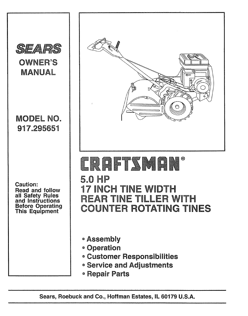 Craftsman 917.295651 User Manual | 20 pages