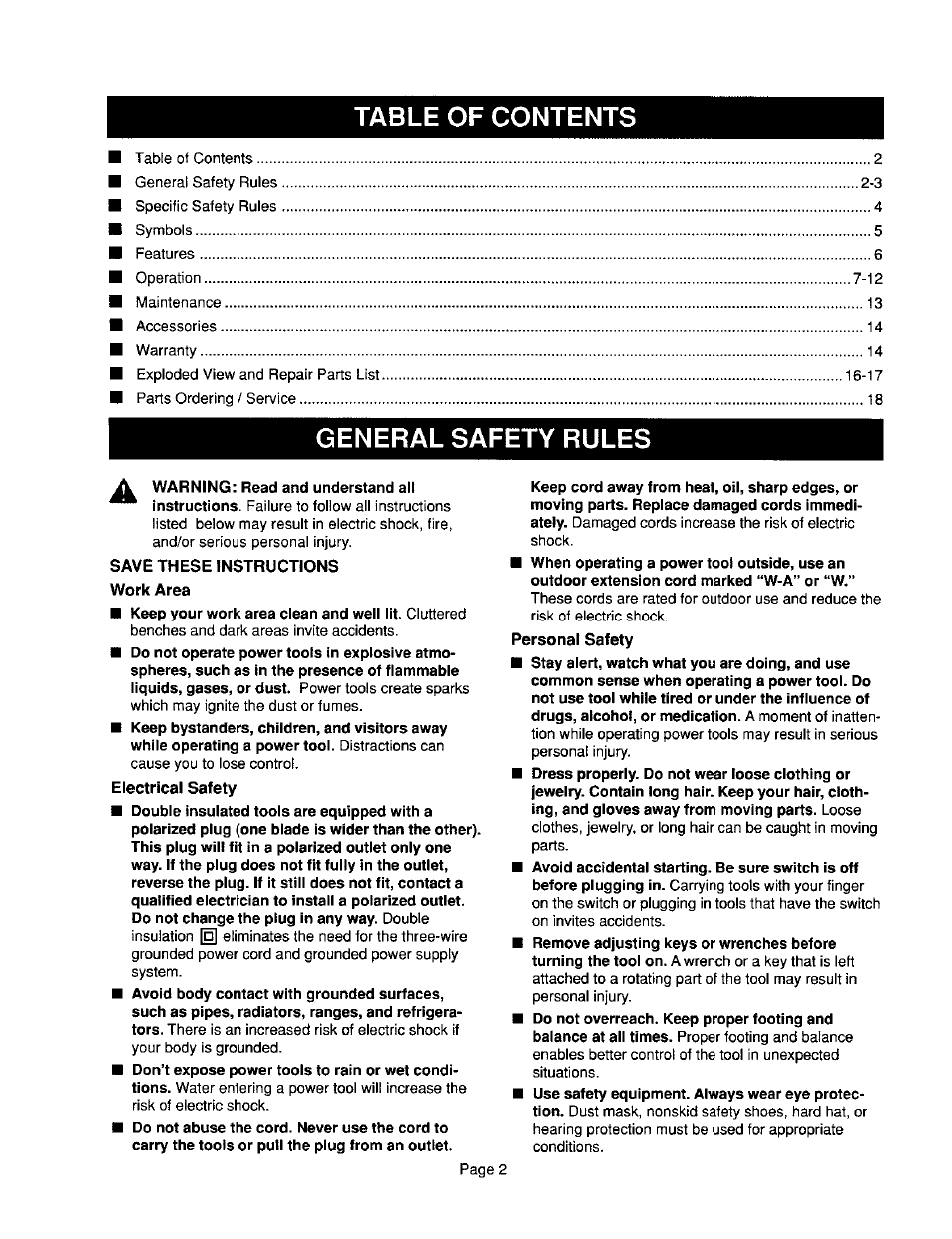 Craftsman 315.101360 User Manual | Page 2 / 15