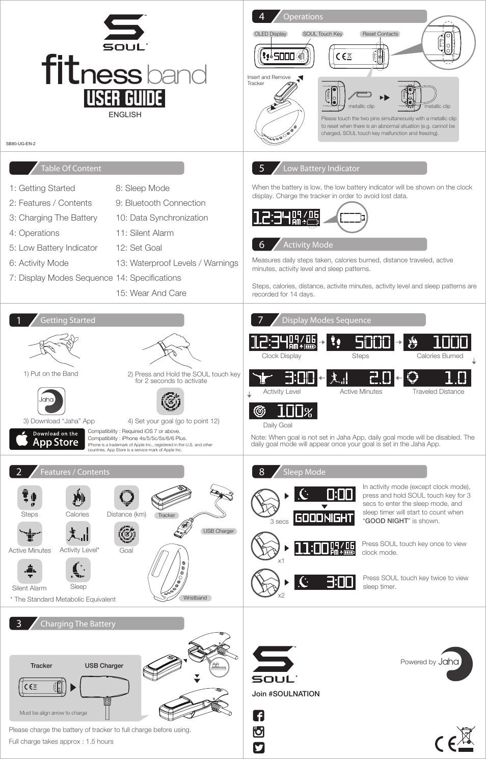 Soul Electronics Fitness Band User Manual | 2 pages