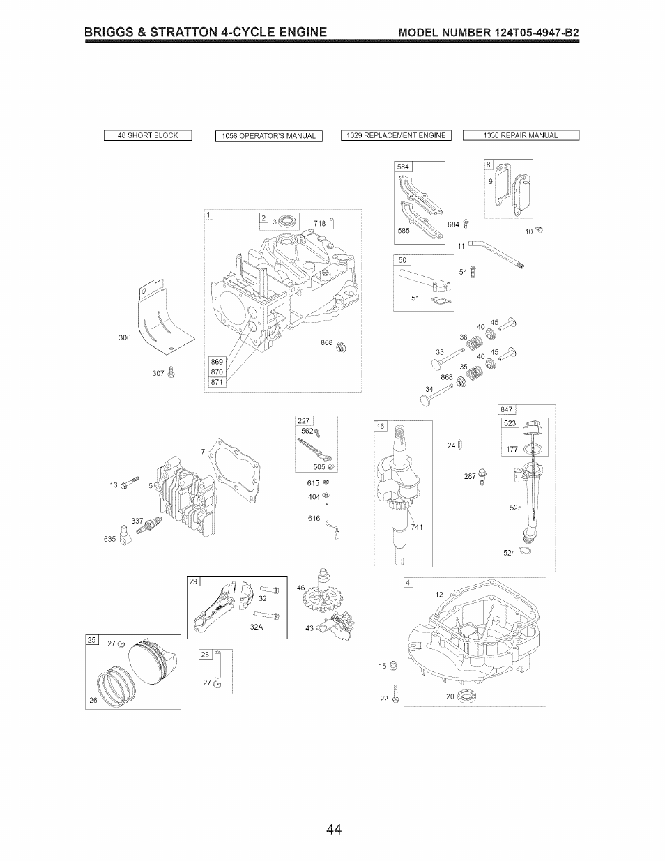 Briggs & stratton 4^cycle engine | Craftsman 917.376242 User Manual | Page 44 / 52