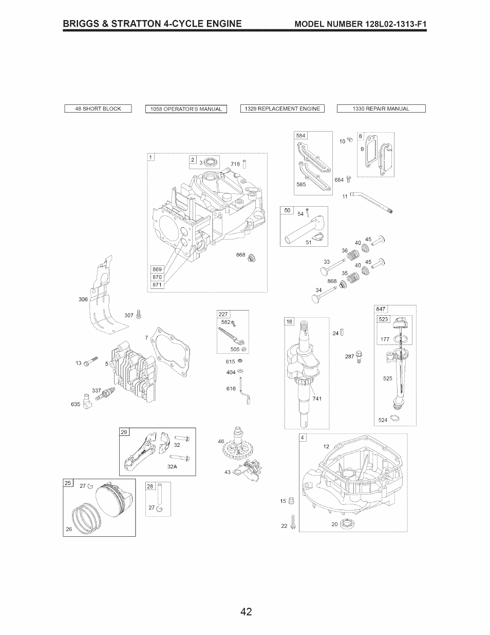 Briggs & stratton 4-cycle engine, O) vj | Craftsman 917.374093 User Manual | Page 42 / 48