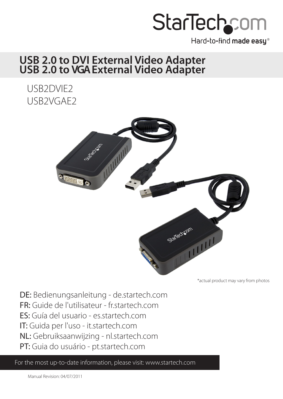 StarTech.com USB2VGAE2 User Manual | 12 pages