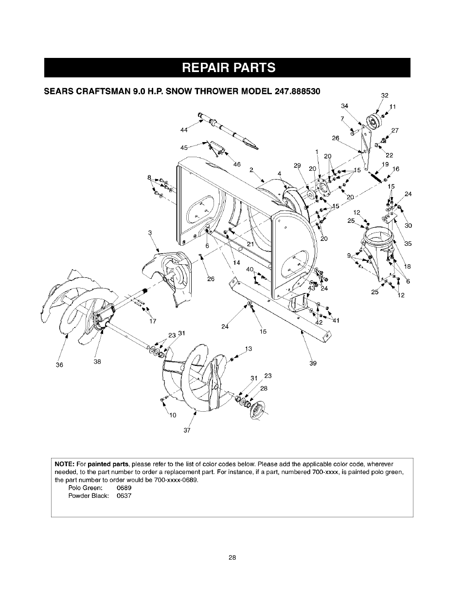 Repair parts | Craftsman 247.888530 User Manual | Page 28 / 64