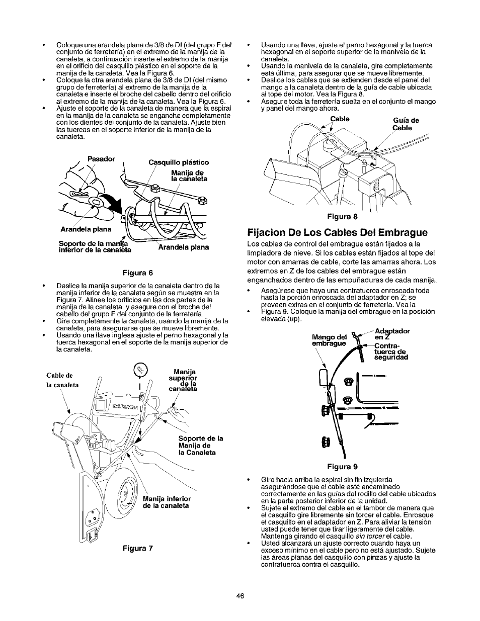 Fijación de los cabios del embrague | Craftsman 247.888530 User Manual | Page 46 / 64