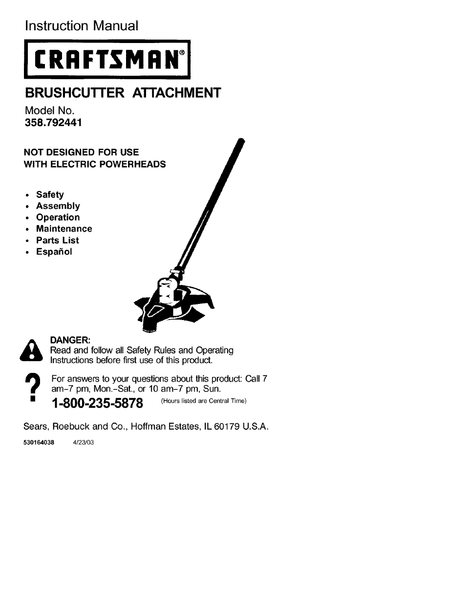 Craftsman 358.792441 User Manual | 31 pages