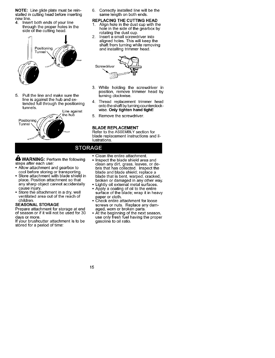 Storage | Craftsman 358.792441 User Manual | Page 15 / 31