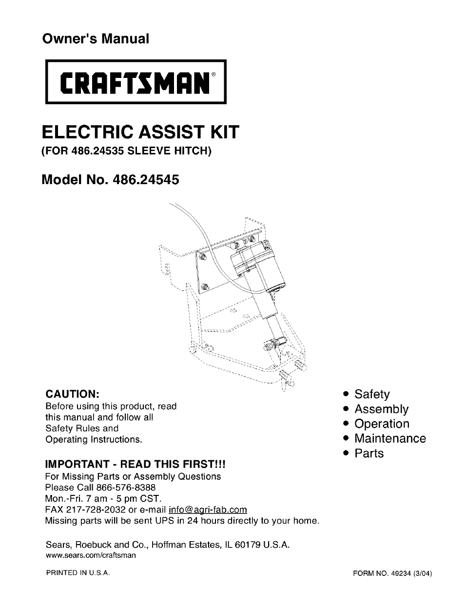 Craftsman 486.24545 User Manual | 8 pages