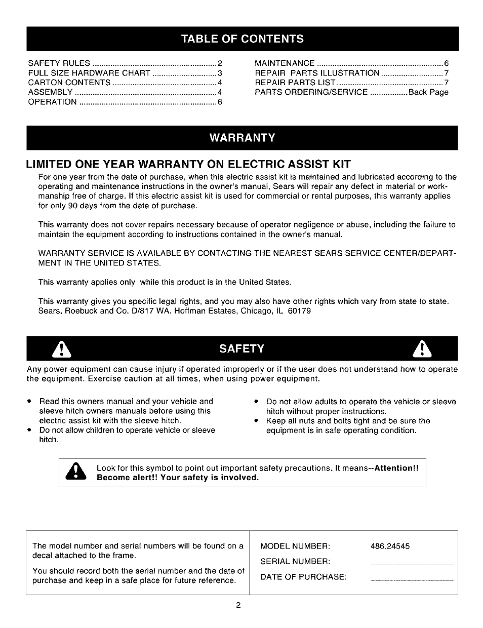 Craftsman 486.24545 User Manual | Page 2 / 8