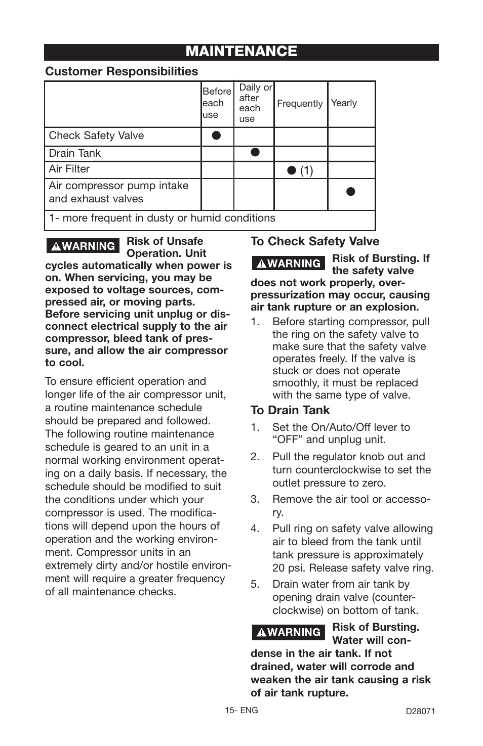 Maintenance | Craftsman 919.167461 User Manual | Page 15 / 44