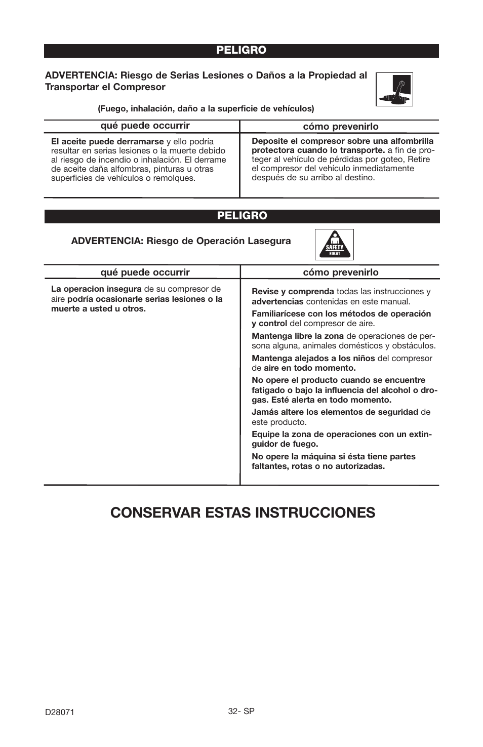 Conservar estas instrucciones | Craftsman 919.167461 User Manual | Page 28 / 44