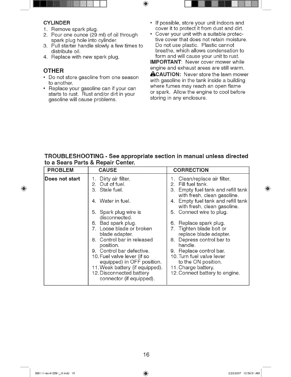 Cylinder, Other | Craftsman 917.388111 User Manual | Page 16 / 44