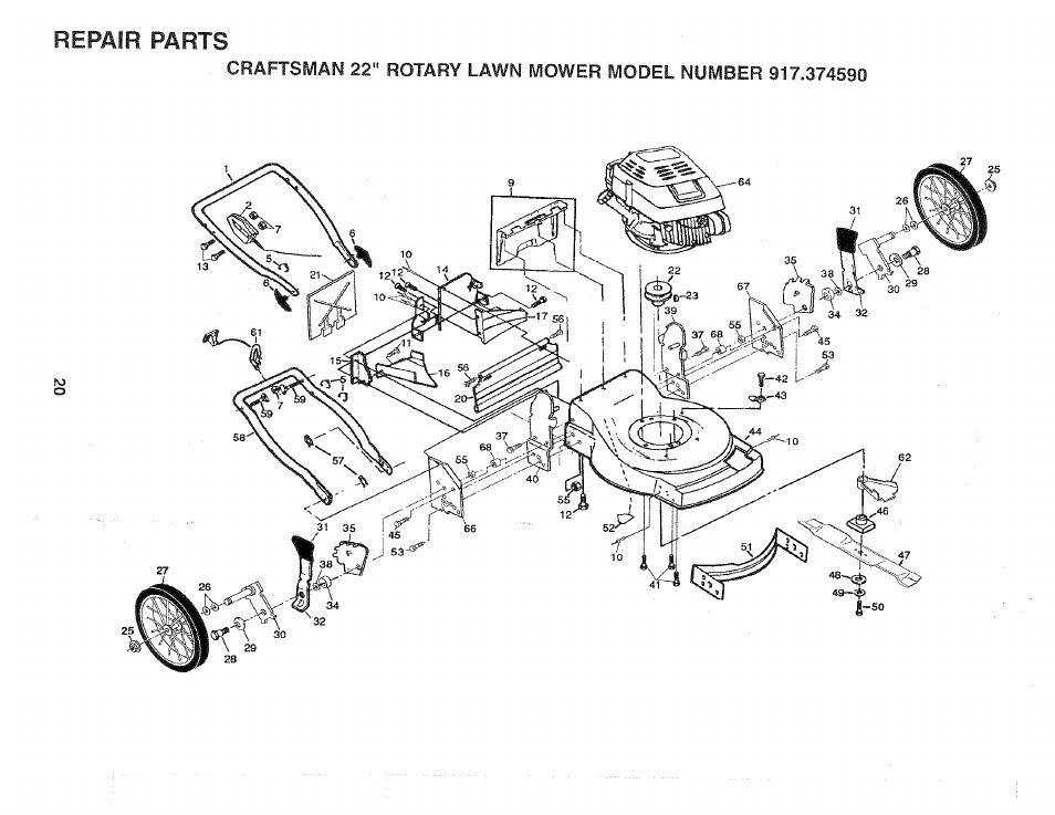Repair parts | Craftsman 917.37459 User Manual | Page 20 / 32