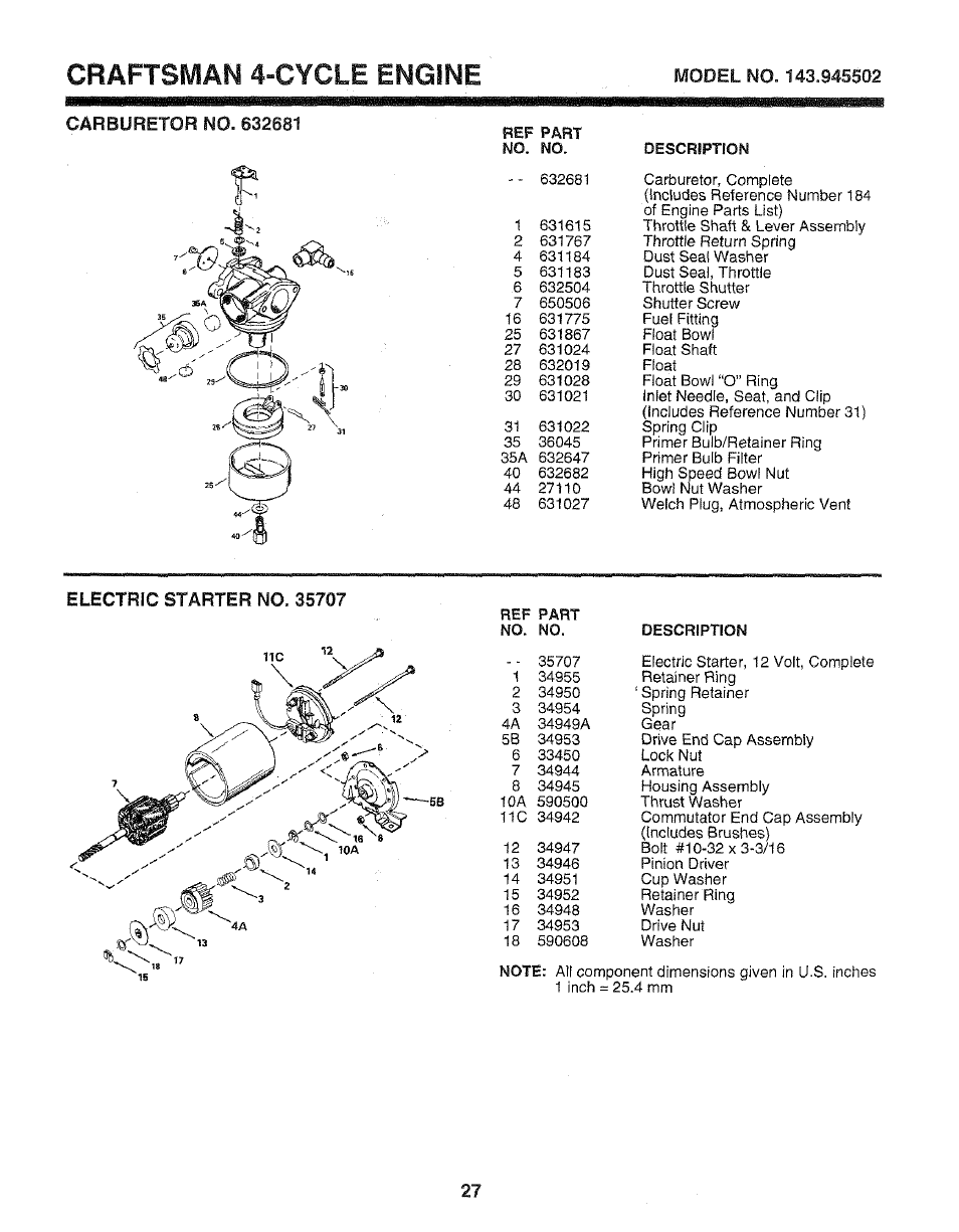 Craftsman 4-cycle engine | Craftsman 917.37459 User Manual | Page 27 / 32