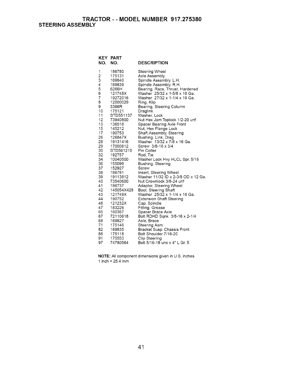 Steering assembly | Craftsman 917.275380 User Manual | Page 41 / 60