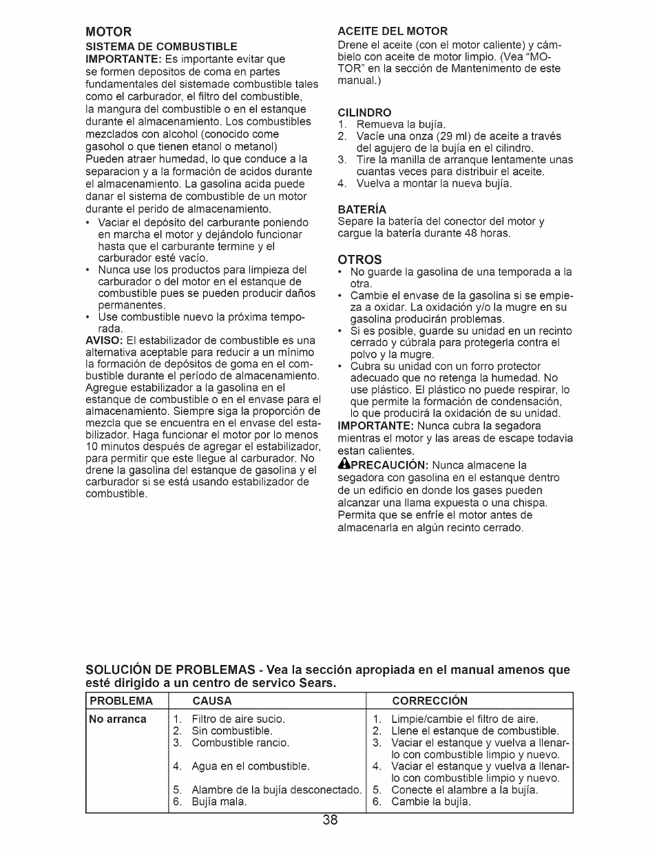 Otros | Craftsman 917.374366 User Manual | Page 38 / 52